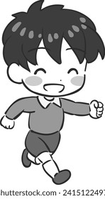 Deformed vector illustration of a child running cheerfully.
