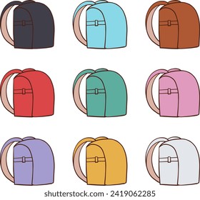 Deformierte Vektorgrafik einer bunten Schultasche.