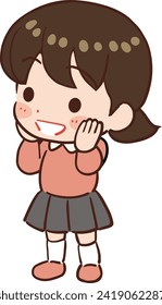 Ilustración vectorial deformada de un niño emocionante.