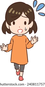 Deformed vector illustration of a full-body, front-facing woman, mother.