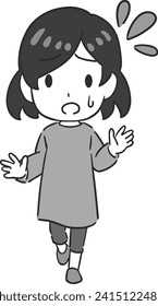 Deformed vector illustration of a full-body, front-facing woman, mother.