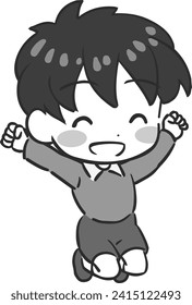 Deformed vector illustration of a jumping child.