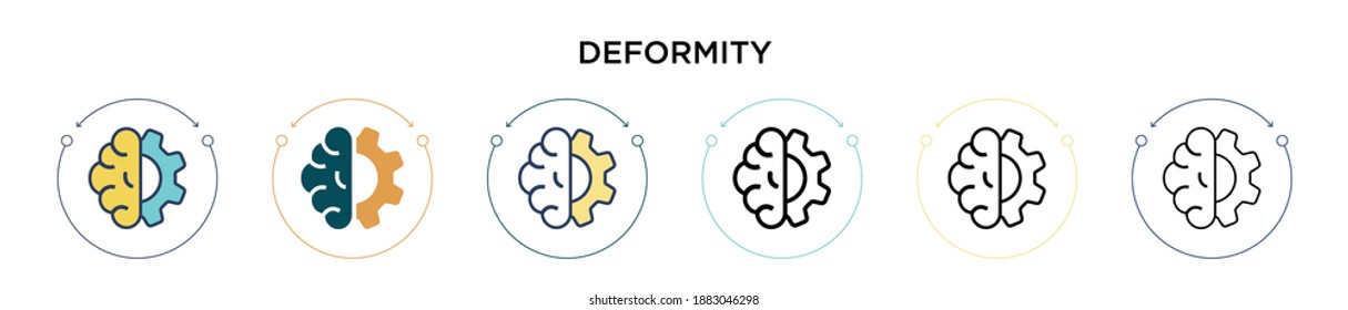 Deformity icon in filled, thin line, outline and stroke style. Vector illustration of two colored and black deformity vector icons designs can be used for mobile, ui, web