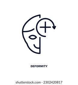 icono de deformidad. Icono de deformidad de línea delgada de ai y futura colección de tecnología. Vector de contorno aislado en fondo blanco. El símbolo de deformidad modificable se puede usar web y móvil