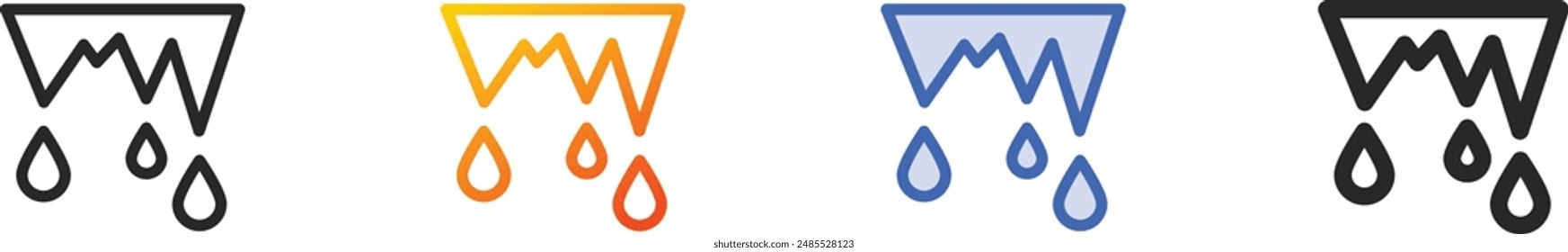 Icono de descongelar.Diseño lineal delgado, degradado, trazo azul y estilo en negrita aislado sobre fondo blanco