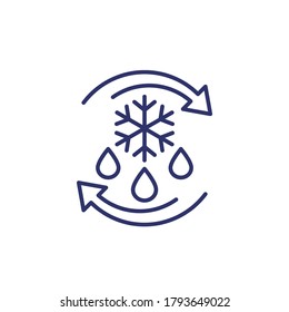 defrost line icon on white, vector