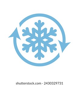 Defrost with snowflake and circle arrow. Freezer control vector icon.