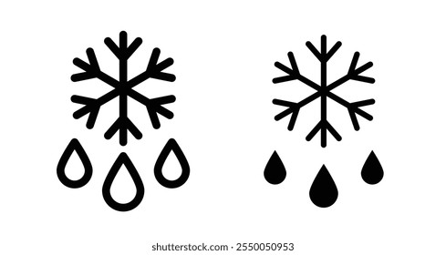 Defrosting Icon set in black filled and line.