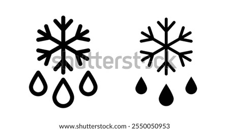 Defrosting Icon set in black filled and line.