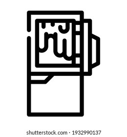 defrosting refrigerator line icon vector. defrosting refrigerator sign. isolated contour symbol black illustration