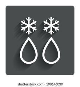 Defrosting sign icon. From ice to water symbol. Gray flat button with shadow. Modern UI website navigation. Vector