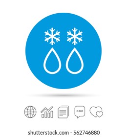 Defrosting sign icon. From ice to water symbol. Copy files, chat speech bubble and chart web icons. Vector
