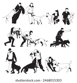 A deft and patient dog trainer trains dogs