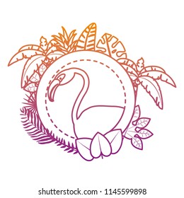 degarded line flemish with exotic branches and leaves decoration