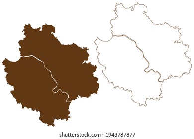 Deggendorf district (Federal Republic of Germany, rural district Lower Bavaria, Free State of Bavaria) map vector illustration, scribble sketch Deggendorf map