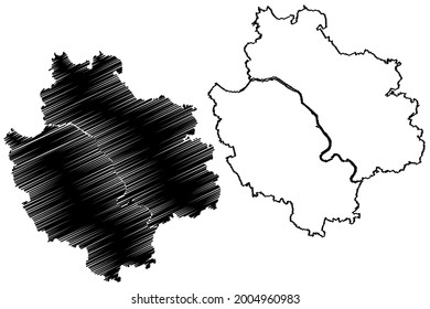 Deggendorf district (Federal Republic of Germany, rural district Lower Bavaria, Free State of Bavaria) map vector illustration, scribble sketch Deggendorf map