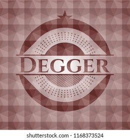 Degger red seamless emblem with geometric pattern.