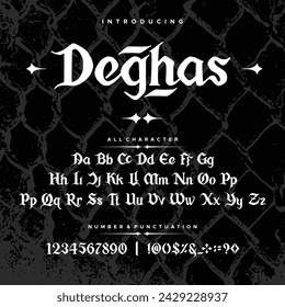 Deghas Vintage gothic - modern font on old fashion leather background.