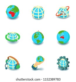 Deglobalization icons set. Isometric set of 9 deglobalization vector icons for web isolated on white background