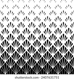 Degrade halftone art deco fading pattern. Black diamond fades patern isolated on white background. Geometric faded design. Faded geometry line prints. Artdeco geometry motif. Vector illustration