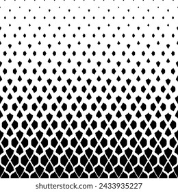 Degrade halftone fading abstract pattern. Black fades patern isolated on white background. Geometric faded design. Faded geometry transition prints. Artdeco geo intricate motif. Vector illustration