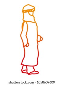 degraded line arabic man with turban and robe design