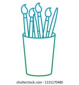 degraded line art paintbrushes objects inside plastic vase