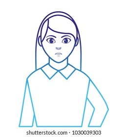 degraded line avatar elegant woman with blouse and hairstyle