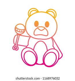 degraded line bear teddy cute toy with rattle