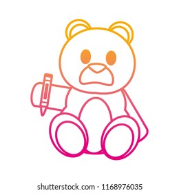degraded line bear teddy cute toy with crayon