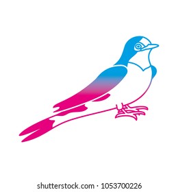 degraded line beauty bird animal with wings and legs