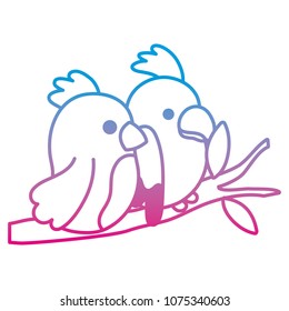 degraded line beauty parrot couple animals in the branch
