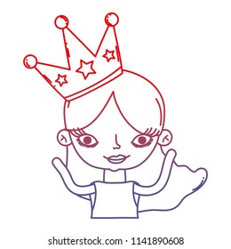 degraded line beauty woman with long hair and crown
