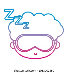 degraded line boy head hairstyle with sleeping glasses