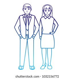 degraded line businesspeople with elegant clothes and hairstyle design