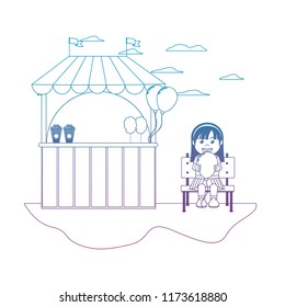 degraded line carnival shop and girl with balloon seating
