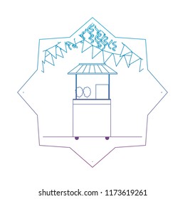 degraded line carnival shop with party flags inside star
