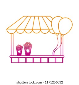degraded line carnival store festival with popcorn and balloons