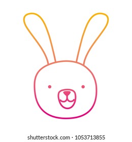degraded line cartoon rabbit male head animal