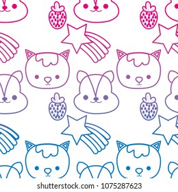 degraded line cat and chipmunk head with shottig star background