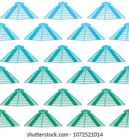 degraded line chichen itza aztec pyramid background
