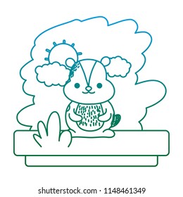 degraded line chipmunk seating cute wild animal