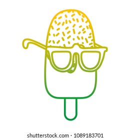 degraded line chocolate ice lolly with glasses style