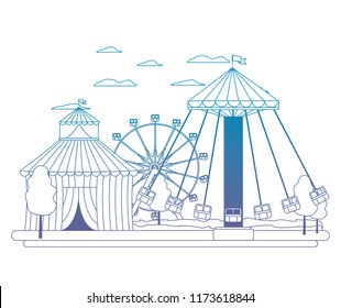 degraded line circus and mechanical swing chair carnival