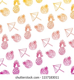degraded line coconut beverage with umbrella and pineapple background