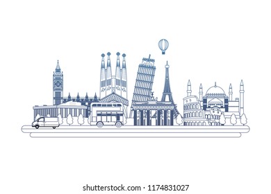 degraded line countries structures design and nice cityscape
