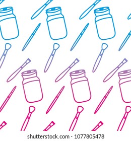 degraded line crystal bottle object and paintbrushes background