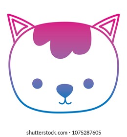 degraded line cute cat head pet animal