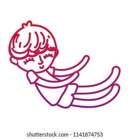 degraded line cute child boy sleeping with pajamas