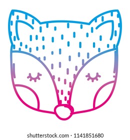 degraded line cute fox head wild animal